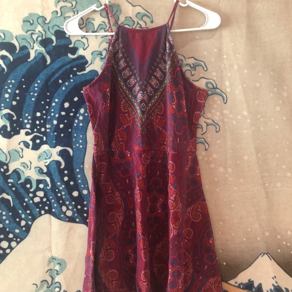 Maroon halter cut sundress